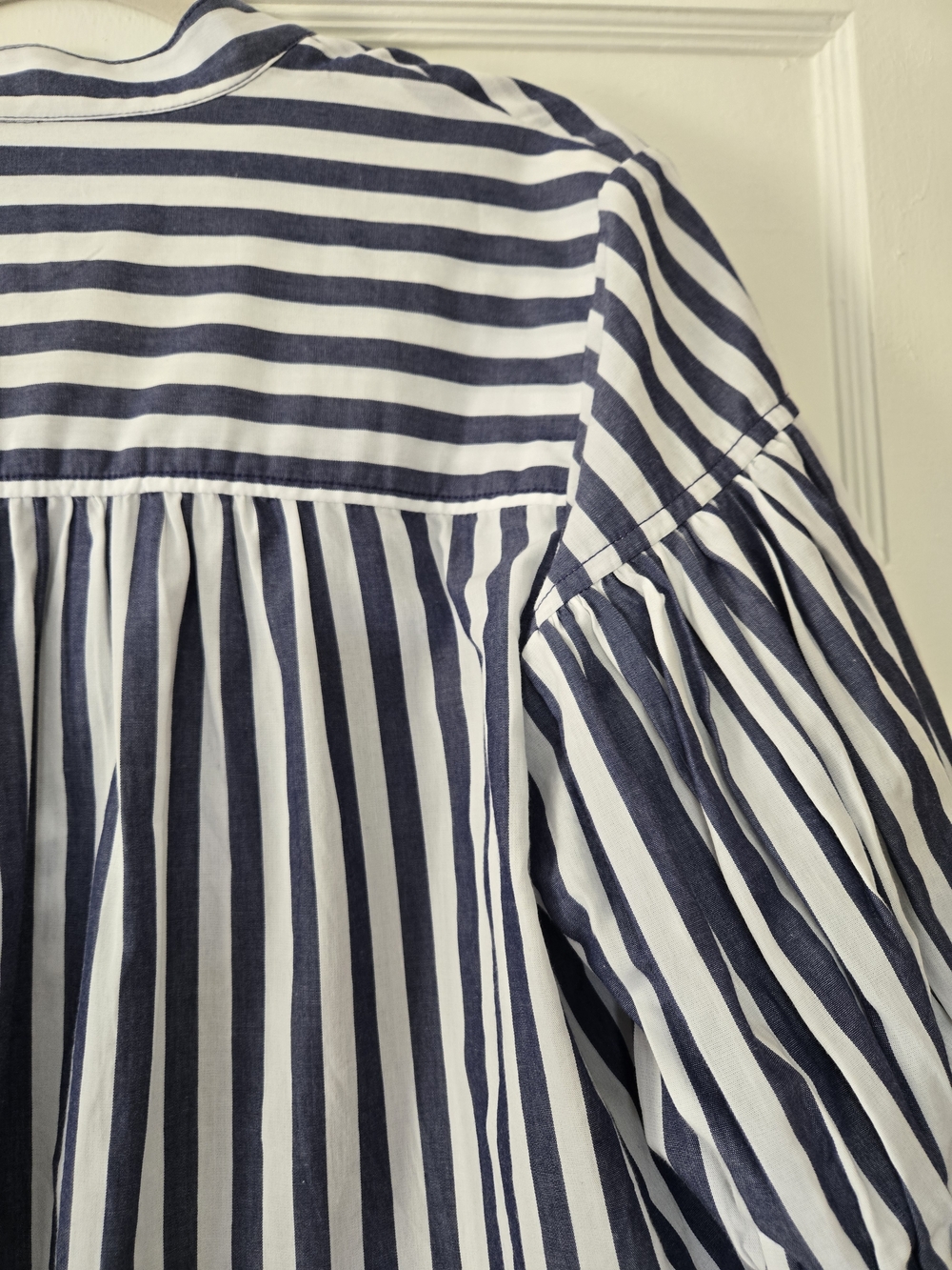 Striped Blue & White Peasant Top - Picture 7 of 12